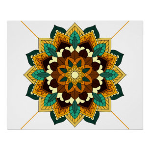 Mandala Muster 02 in gelb & tan Poster