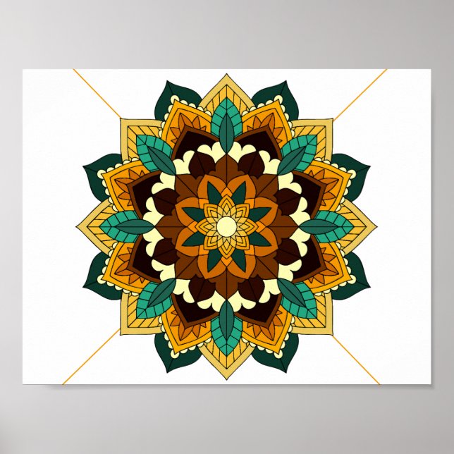 Mandala Muster 02 in gelb & tan Poster (Vorne)