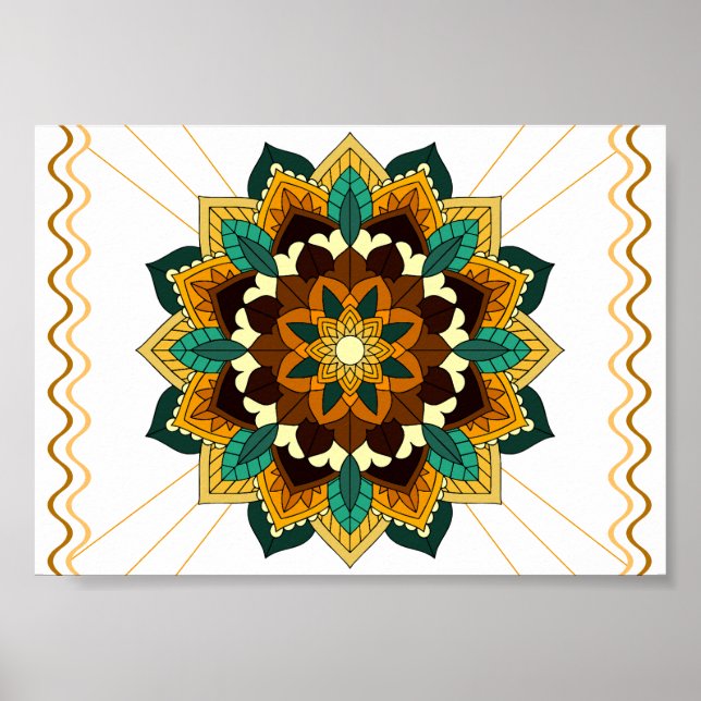 Mandala Muster 02 in gelb & tan Poster (Vorne)