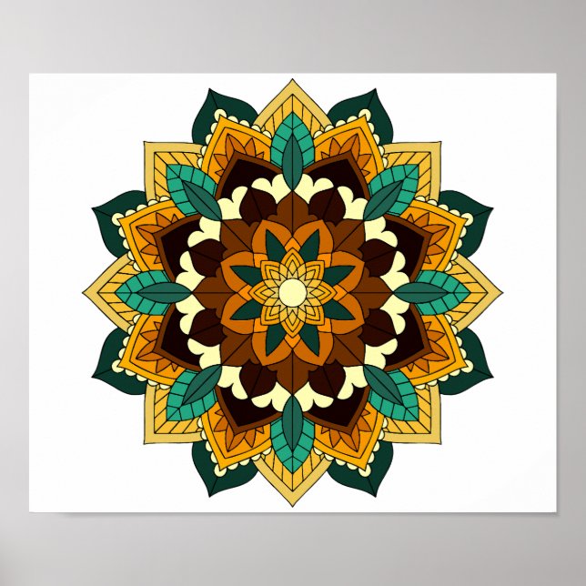Mandala Muster 02 in gelb & tan Poster (Vorne)