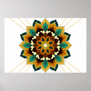 Mandala Muster 02 in gelb & tan Poster