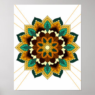 Mandala Muster 02 in gelb & tan Poster