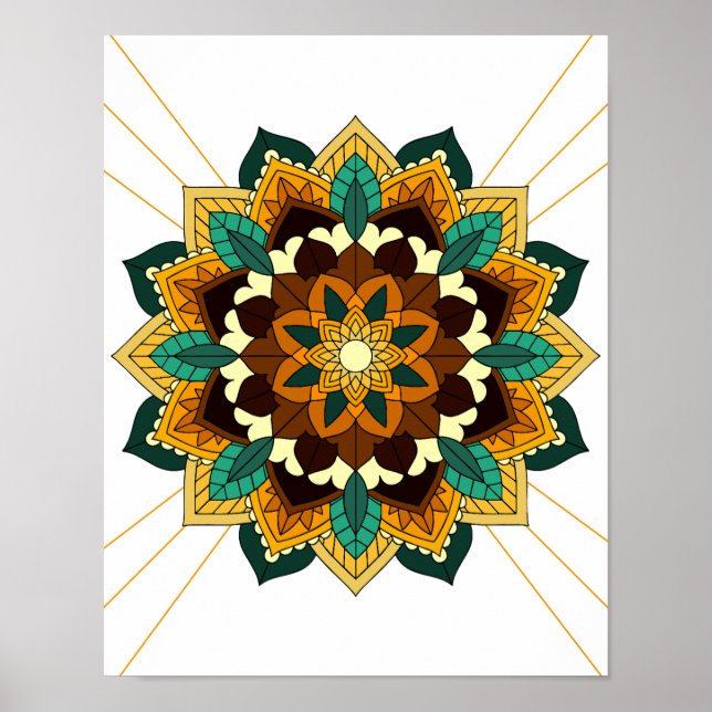 Mandala Muster 02 in gelb & tan Poster (Vorne)