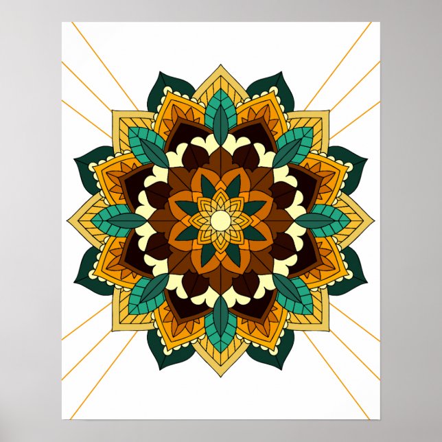 Mandala Muster 02 in gelb & tan Poster (Vorne)