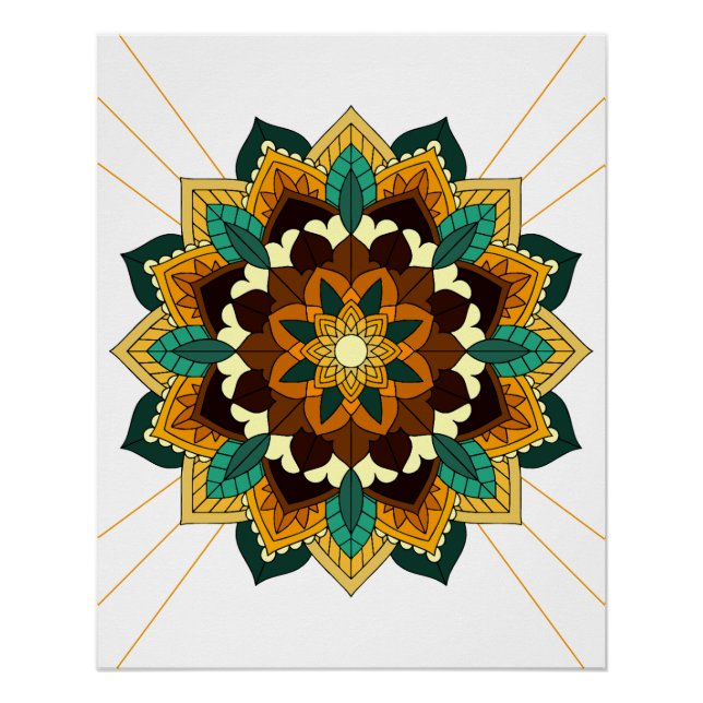 Mandala Muster 02 in gelb & tan Poster (Vorderseite)