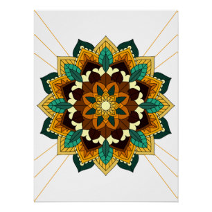 Mandala Muster 02 in gelb & tan Poster