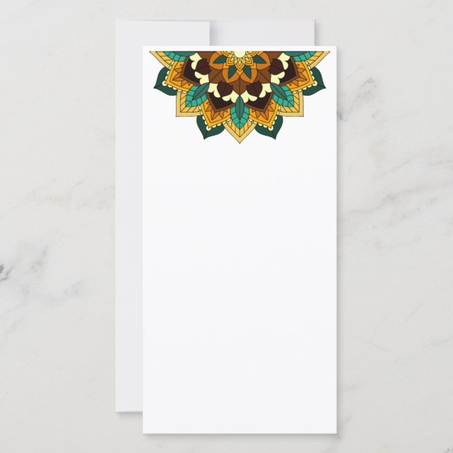 Mandala Muster 02 in gelb & tan Save The Date (Vorderseite)