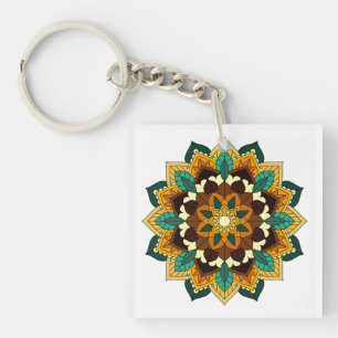 Mandala Muster 02 in gelb & tan Schlüsselanhänger