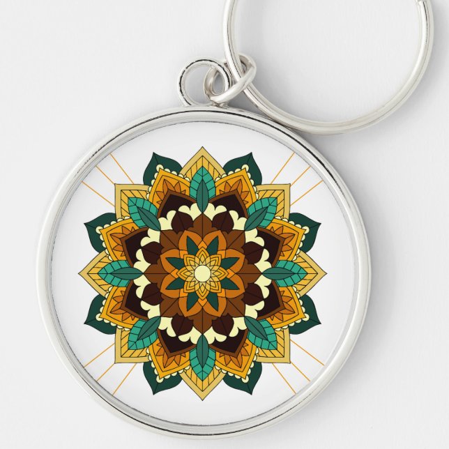 Mandala Muster 02 in gelb & tan Schlüsselanhänger (Vorne)