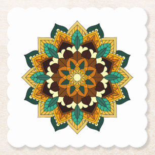 Mandala Muster 02 in gelb & tan Untersetzer