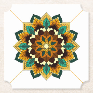 Mandala Muster 02 in gelb & tan Untersetzer