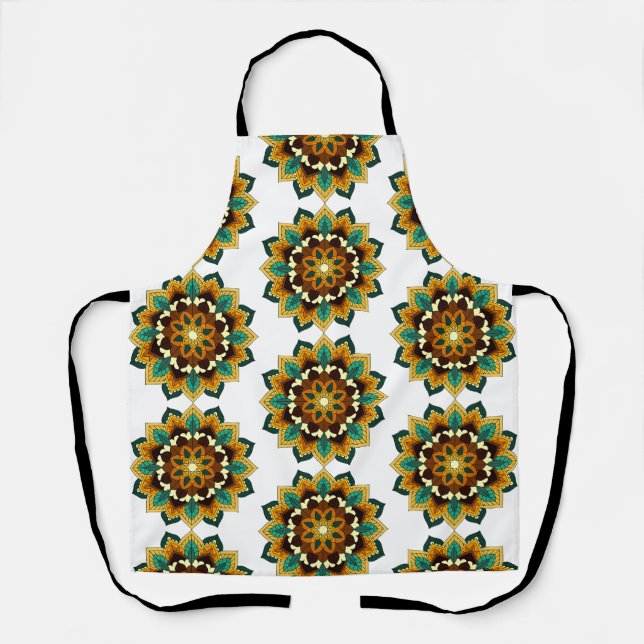 Mandala Muster 02 in gelber und tan Schürze (Vorderseite)