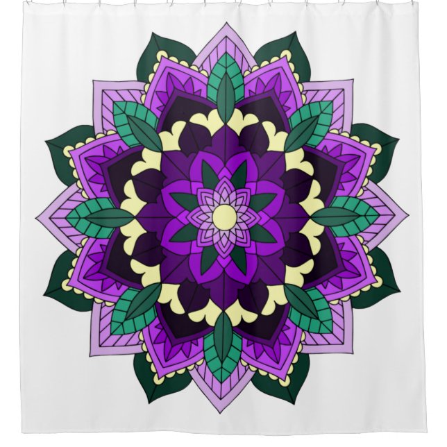 Mandala Muster 02 in lila Duschvorhang (Vorderseite)