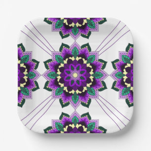 Mandala Muster 02 in lila Papierplatte Pappteller