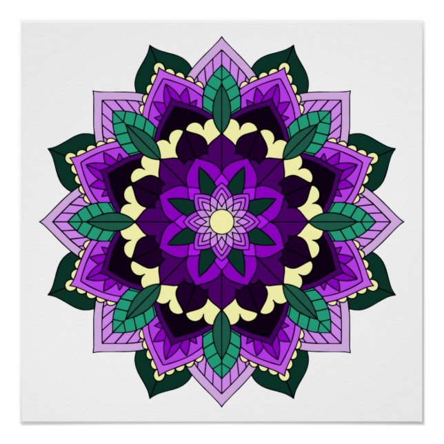 Mandala Muster 02 in lila Poster (Vorderseite)