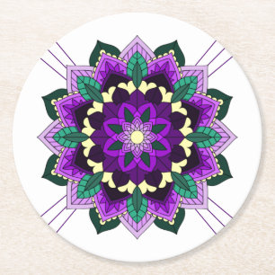 Mandala Muster 02 in lila Round Paper Untersetzer