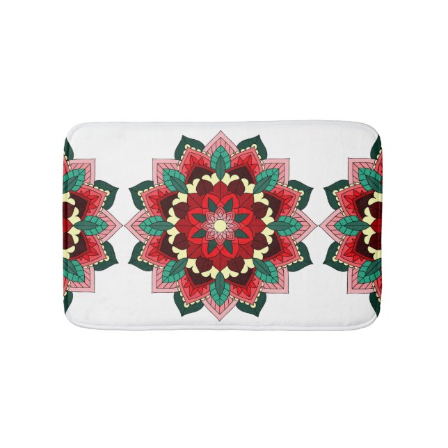 Mandala Muster 02 in rot Badematte (Vorderseite)