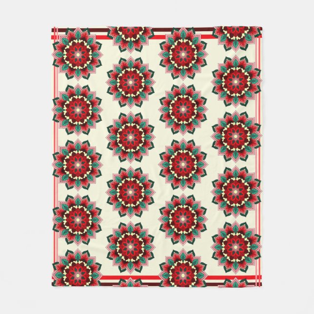 Mandala Muster 02 in rot Fleece Blanket (Vorderseite)