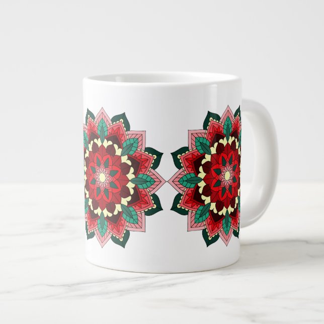 Mandala Muster 02 in rot Jumbo-Tasse (Vorderseite Rechts)