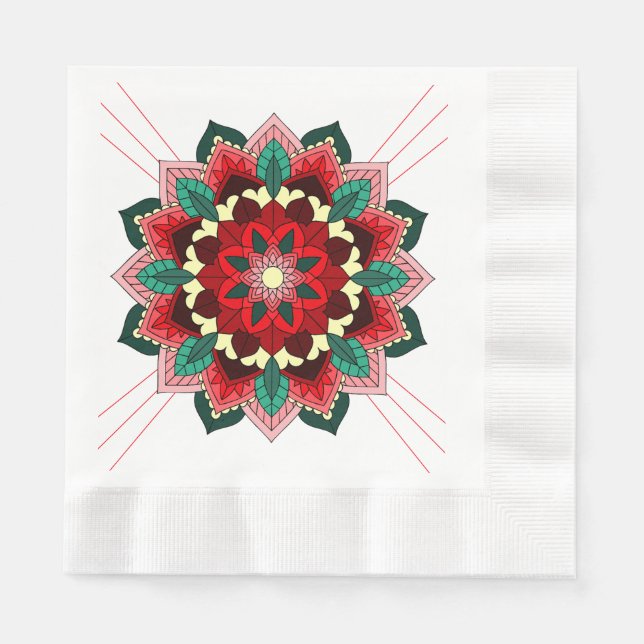 Mandala Muster 02 in rot Napkin Serviette (Vorderseite)