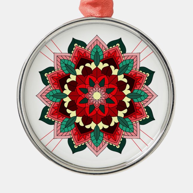 Mandala Muster 02 in rot Ornament Aus Metall (Vorne)