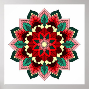 Mandala Muster 02 in rot Poster