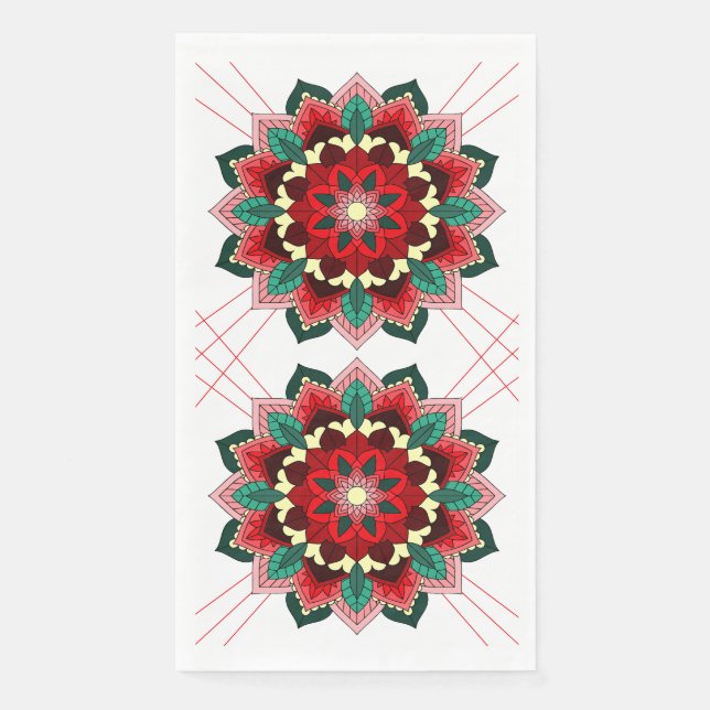 Mandala Muster 02 in rot Serviette (Vorderseite)