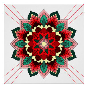 Mandala Muster 02 in rotem Poster