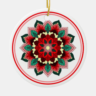 Mandala Muster 02 in roter Keramik Ornament