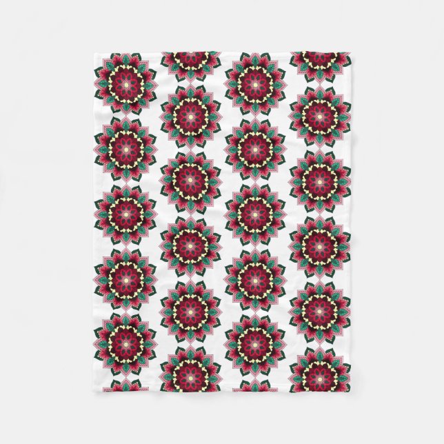 Mandala Muster 02 in tiefrosa Fleece Blanket (Vorderseite)