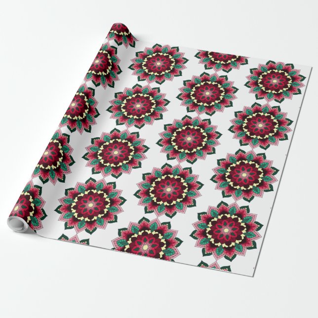 Mandala Muster 02 in tiefrosa Geschenkpapier (Ungerollt)