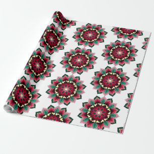 Mandala Muster 02 in tiefrosa Geschenkpapier