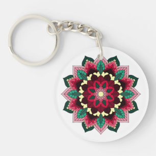 Mandala Muster 02 in tiefrosa Schlüsselanhänger