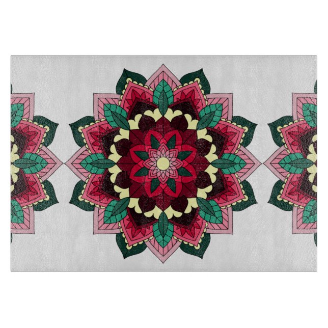 Mandala Muster 02 in tiefrosa Schneidebrett (Vorderseite)