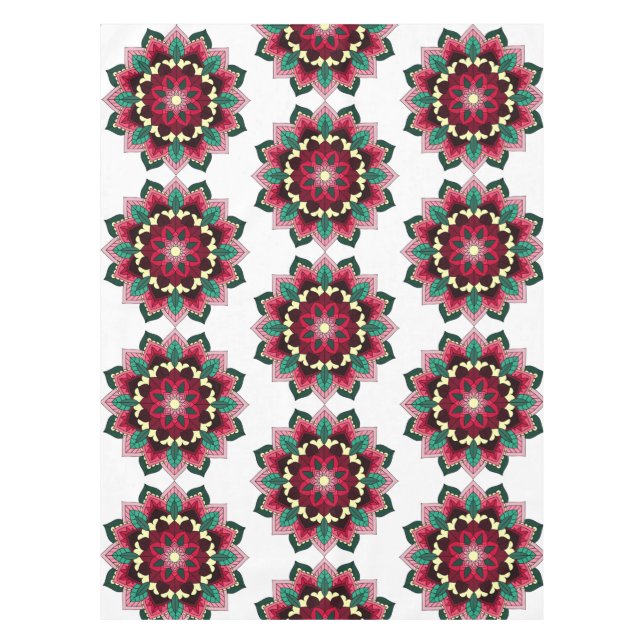 Mandala Muster 02 in tiefrosa Tischdecke (Vorderseite)