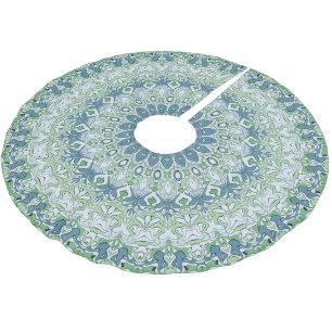 Mandala-Muster an der grünen und blauen Küste Polyester Weihnachtsbaumdecke