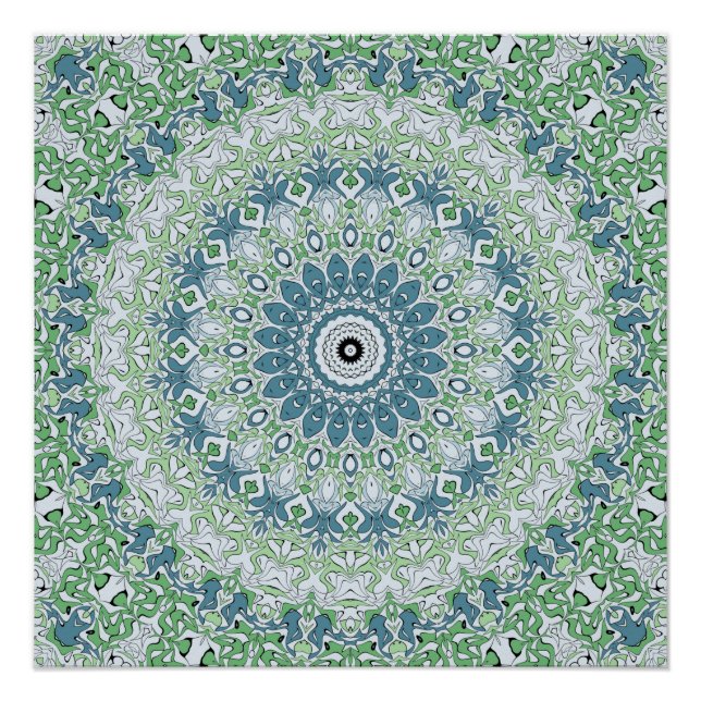 Mandala-Muster an der grünen und blauen Küste Poster (Vorderseite)