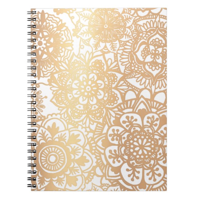 Mandala-Muster aus Gold und Weiß Notizblock (Vorderseite)