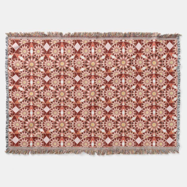 Mandala-Muster, braun, rost, braun, braun, beige Decke (Vorderseite)