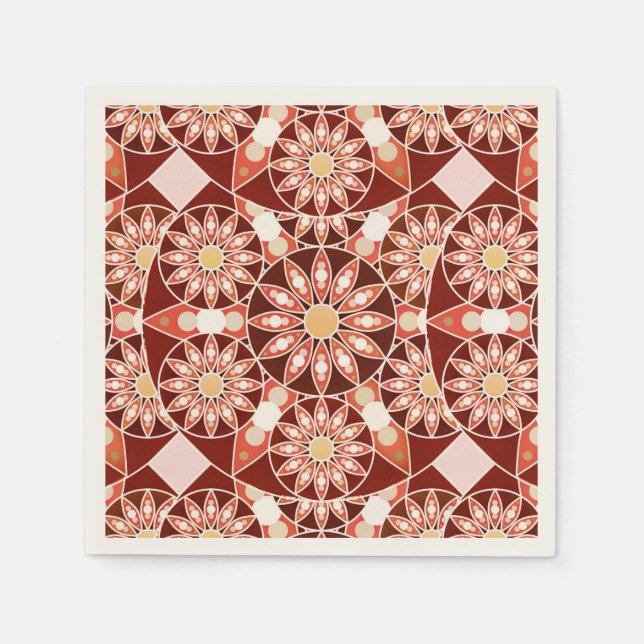 Mandala-Muster, braun, rost, braun, braun, beige Serviette (Vorderseite)