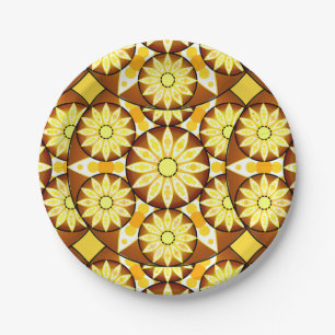 Mandala-Muster, Braun- und Goldtöne Pappteller