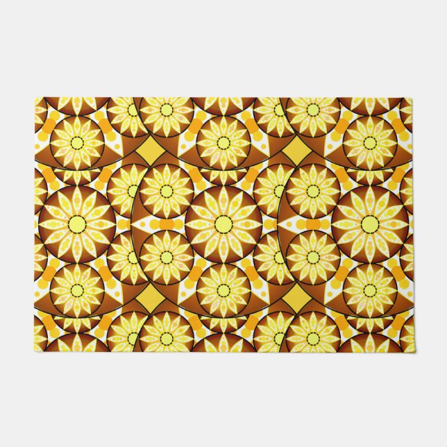 Mandala-Muster, braune und goldene Farbtöne Fußmatte (Vorderseite)