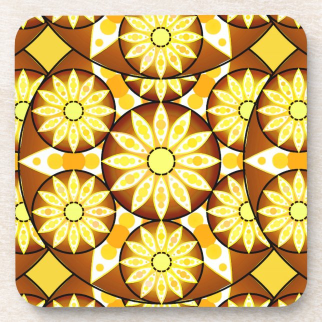Mandala-Muster, Brauntöne und Gold Getränkeuntersetzer (Vorderseite)