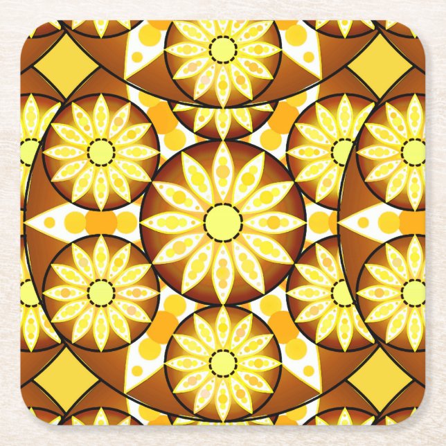 Mandala-Muster, Brauntöne und Gold Rechteckiger Pappuntersetzer (Vorderseite)