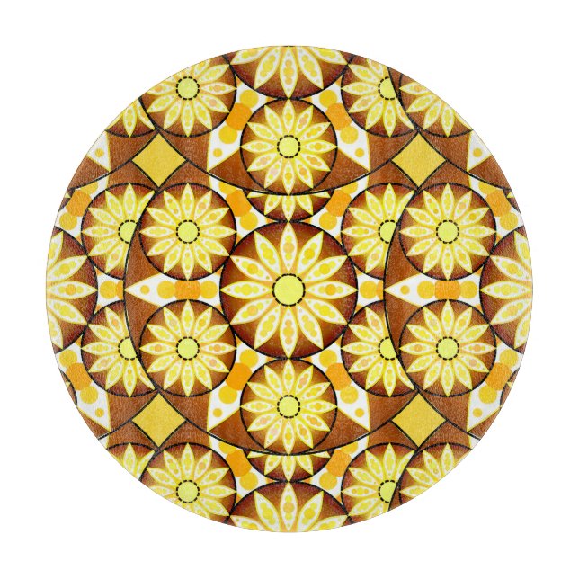 Mandala-Muster, Brauntöne und Gold Schneidebrett (Vorderseite)