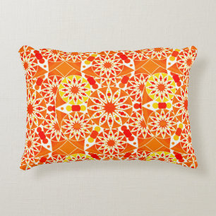 Mandala Muster, Coral Orange und Gold Dekokissen