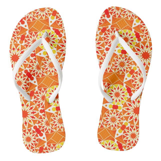 Mandala Muster, Coral Orange und Gold Flip Flops (Fußbett)