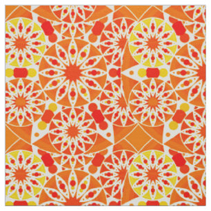 Mandala Muster, Coral Orange und Gold Stoff