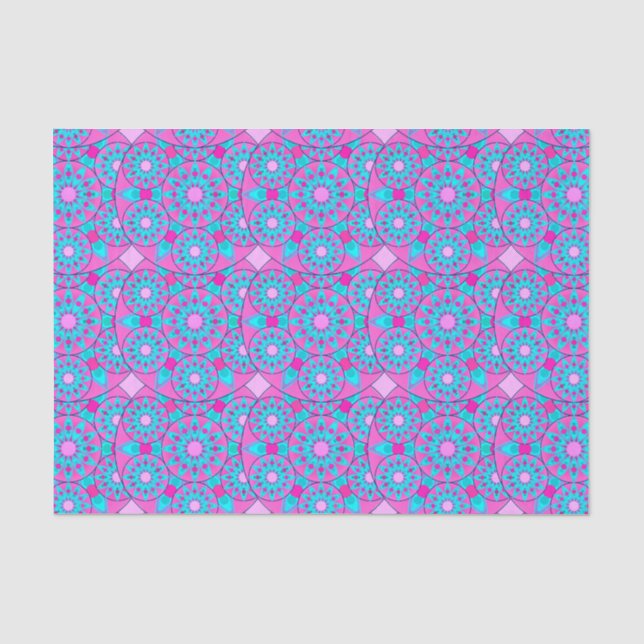 Mandala-Muster, Fuchsia, Rosa und Türkis Seidenpapier (Vorderseite)