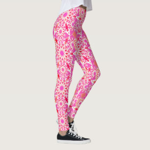 Mandala-Muster, Fuchsienrosa und Korallen Leggings